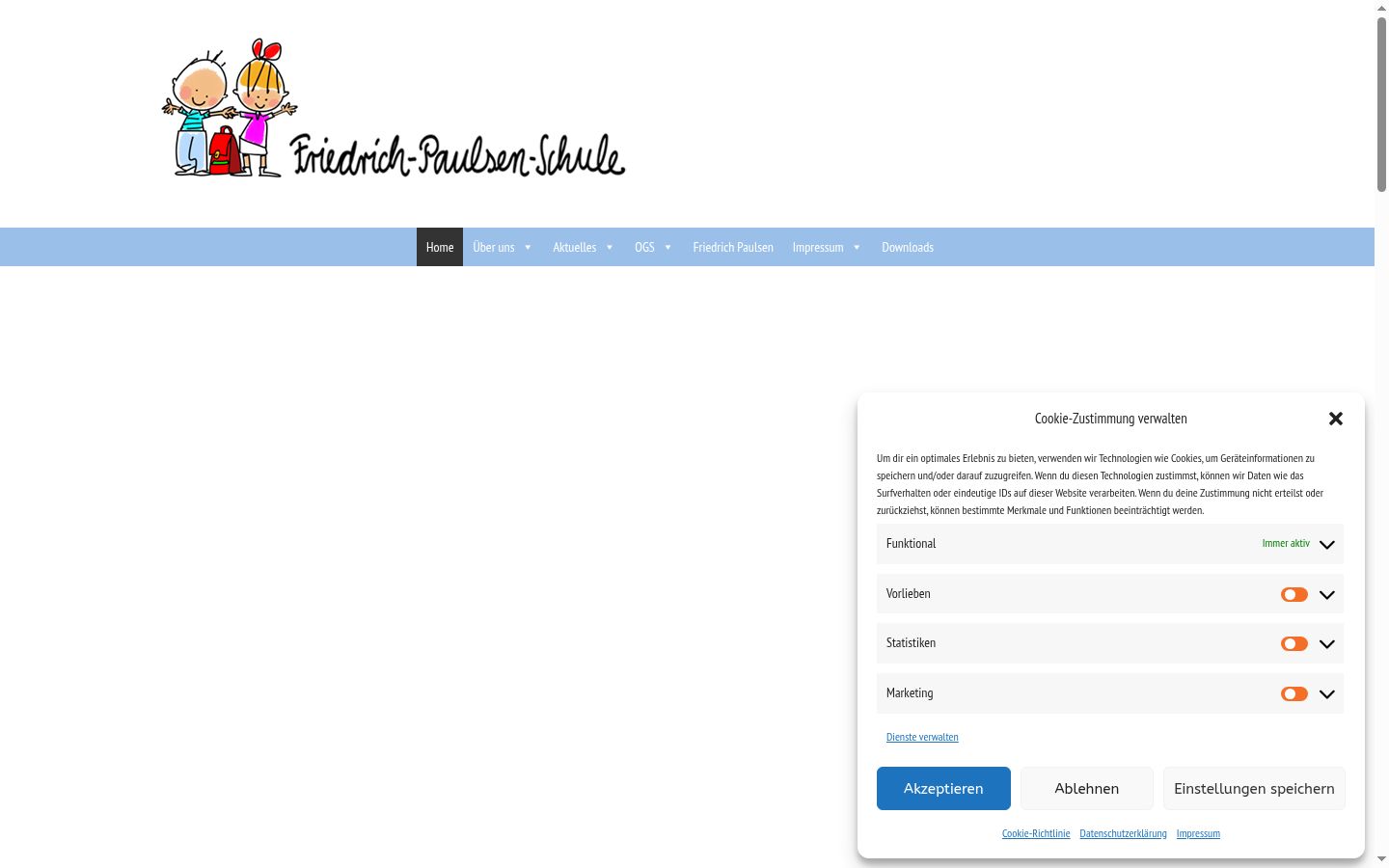 Screenshot van de toestemmingsbanner zoals getoond vóór enige interactie
