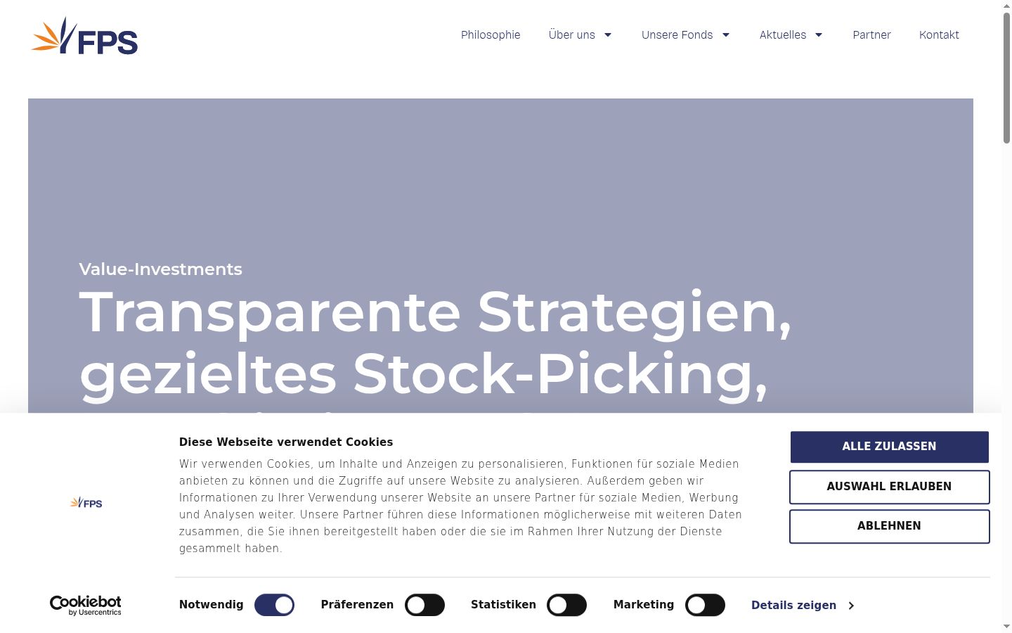 Screenshot del banner di consenso mostrato prima di qualsiasi interazione