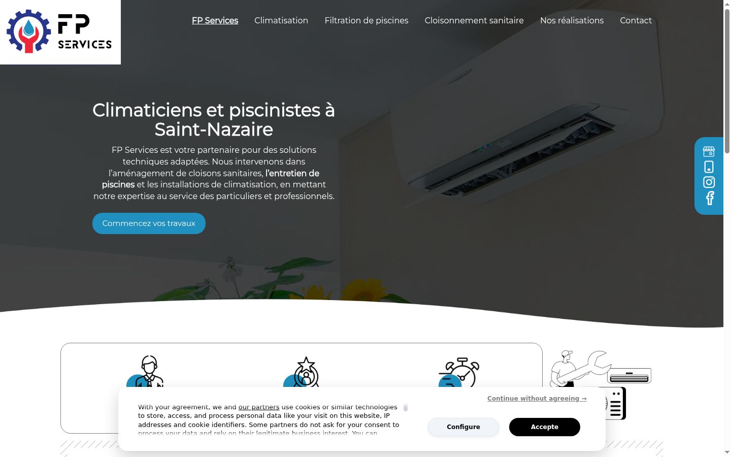 Capture d'écran de la bannière de consentement affichée avant toute interaction