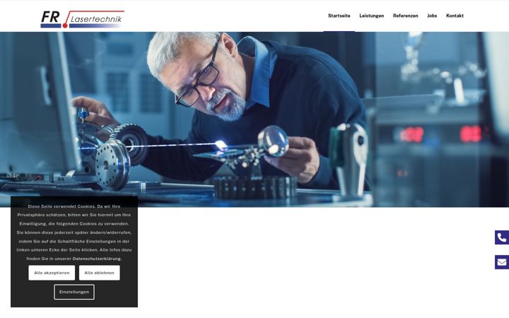 Skjámynd af fr-laser.de