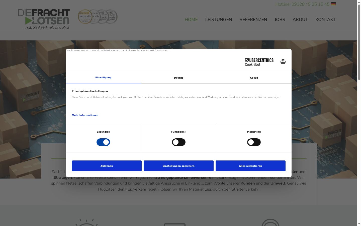 Captură de ecran a bannerului de consimțământ afișat înainte de orice interacțiune