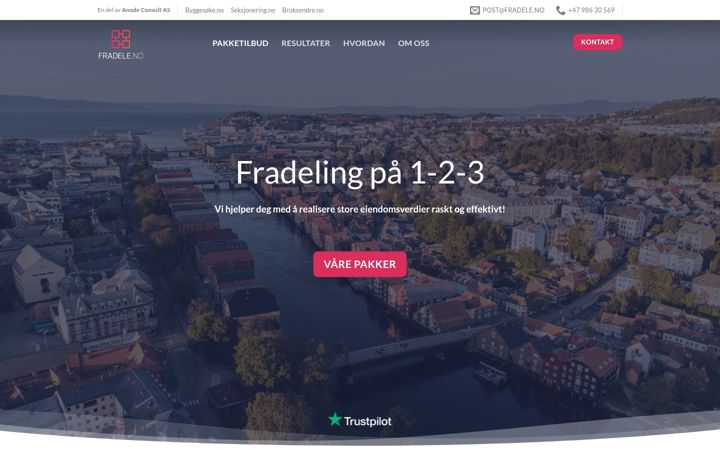 Screenshot of fradele.no
