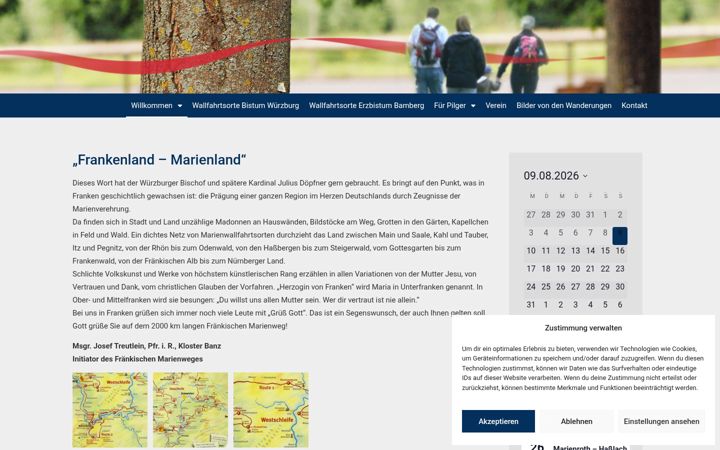 Ekrānuzņēmums no fraenkischer-marienweg.de
