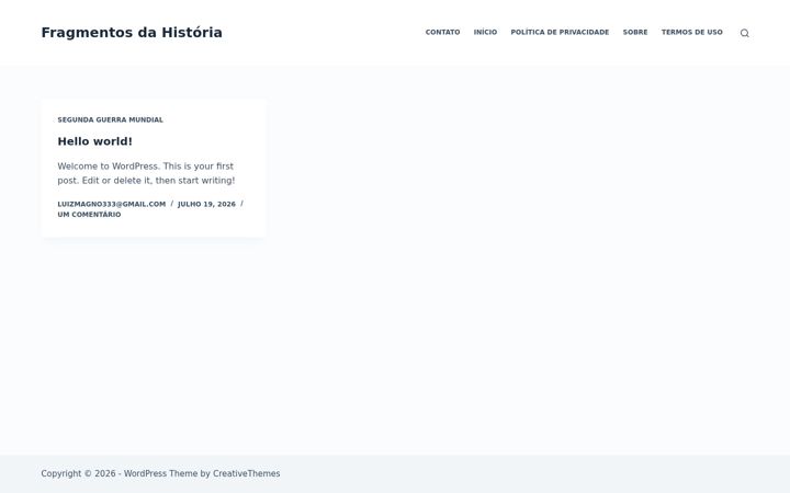 Screenshot of fragmentosdahistoria.com.br