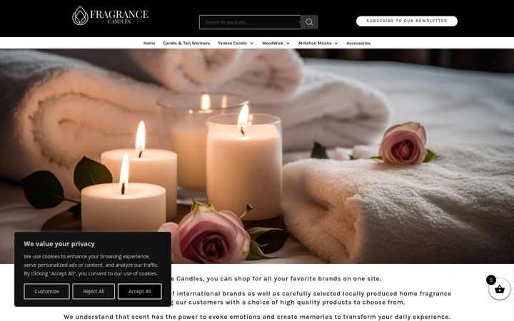 Skærmbillede af fragrancecandles.co.za