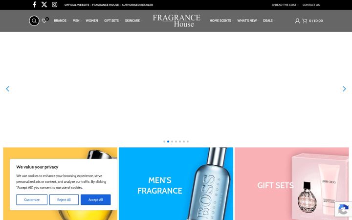 Skærmbillede af fragrancehouse.co.uk