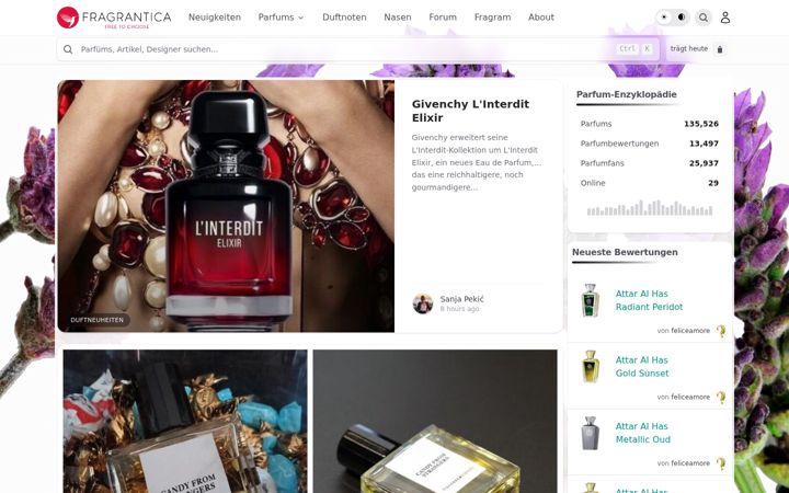 Kuvakaappaus sivustosta fragrantica.de
