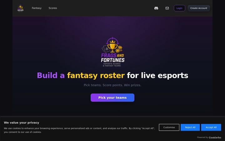 Screenshot of fragsandfortunes.com