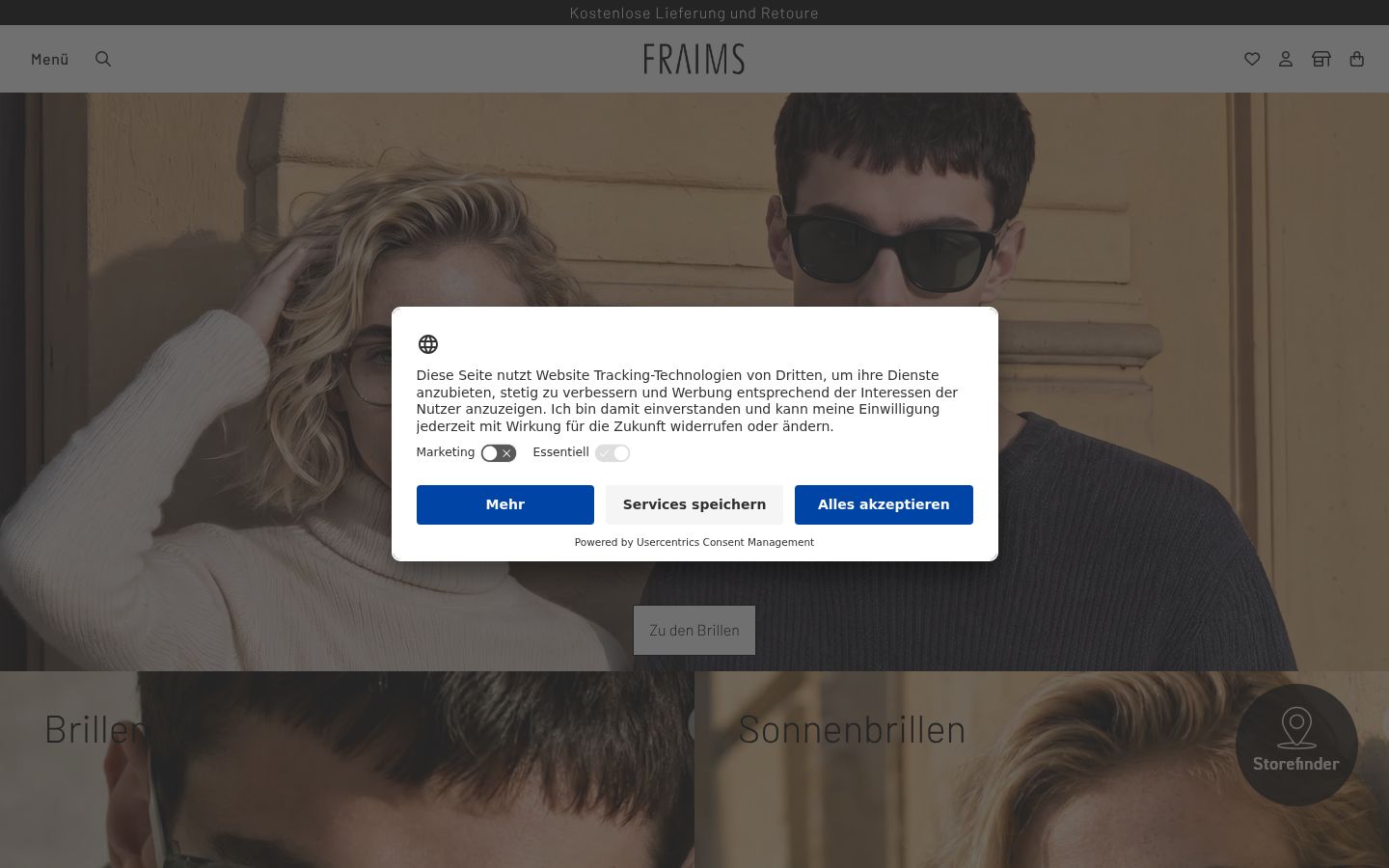 Screenshot of the consent banner shown before any interaction