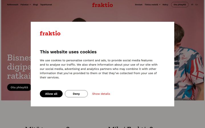 Skjermbilde av fraktio.fi
