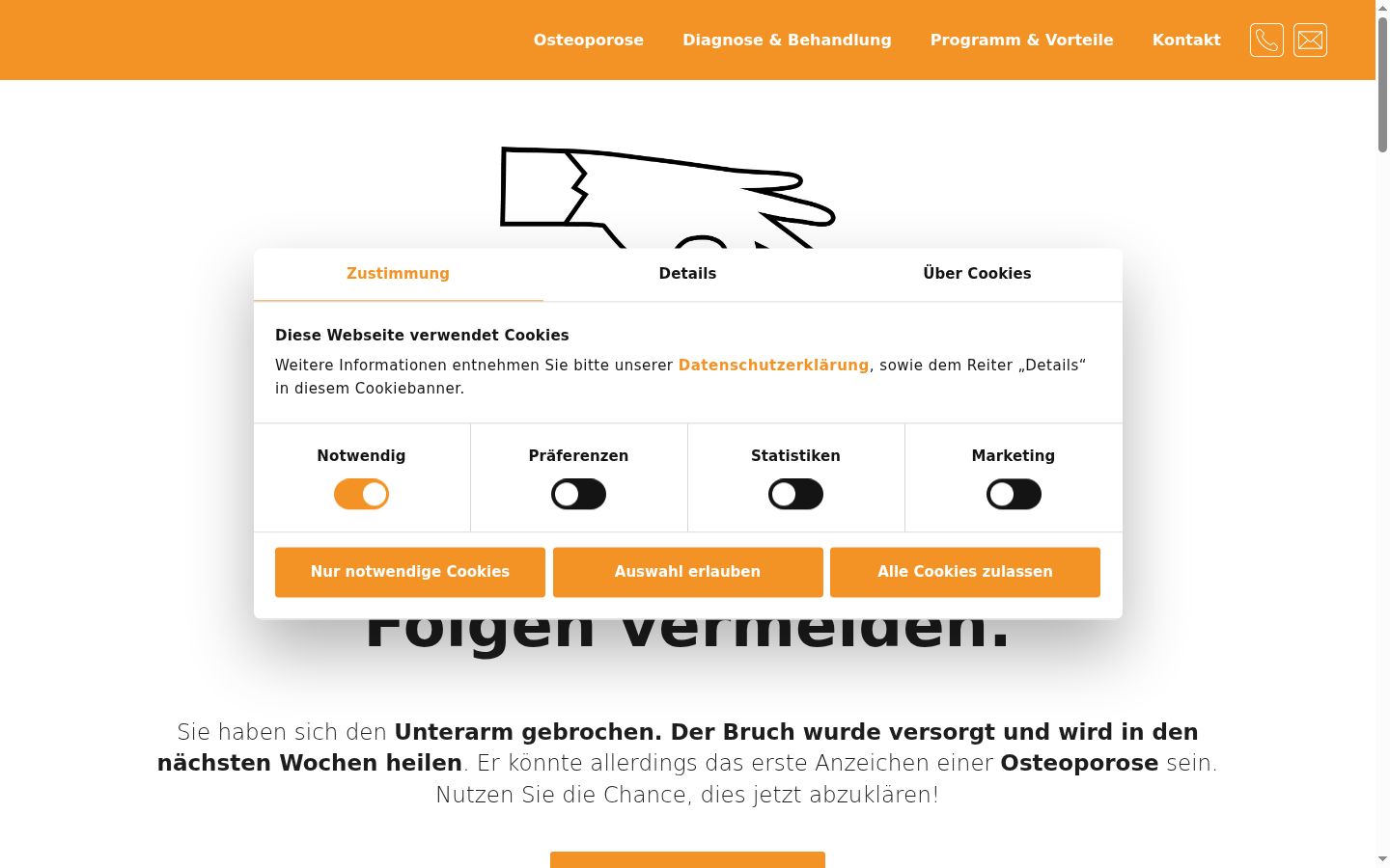 Screenshot van de toestemmingsbanner zoals getoond vóór enige interactie