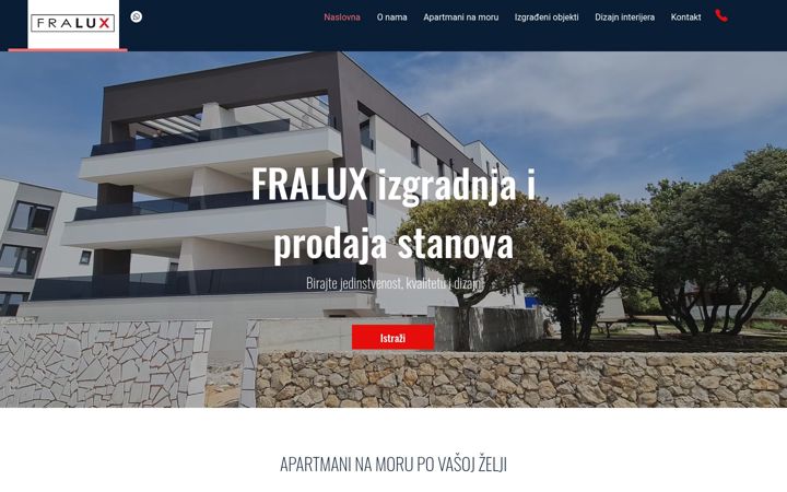 Snímek obrazovky fralux.hr