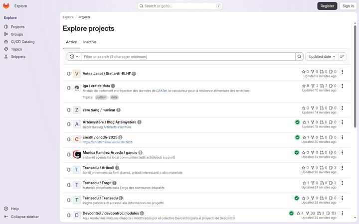 Screenshot of framagit.org