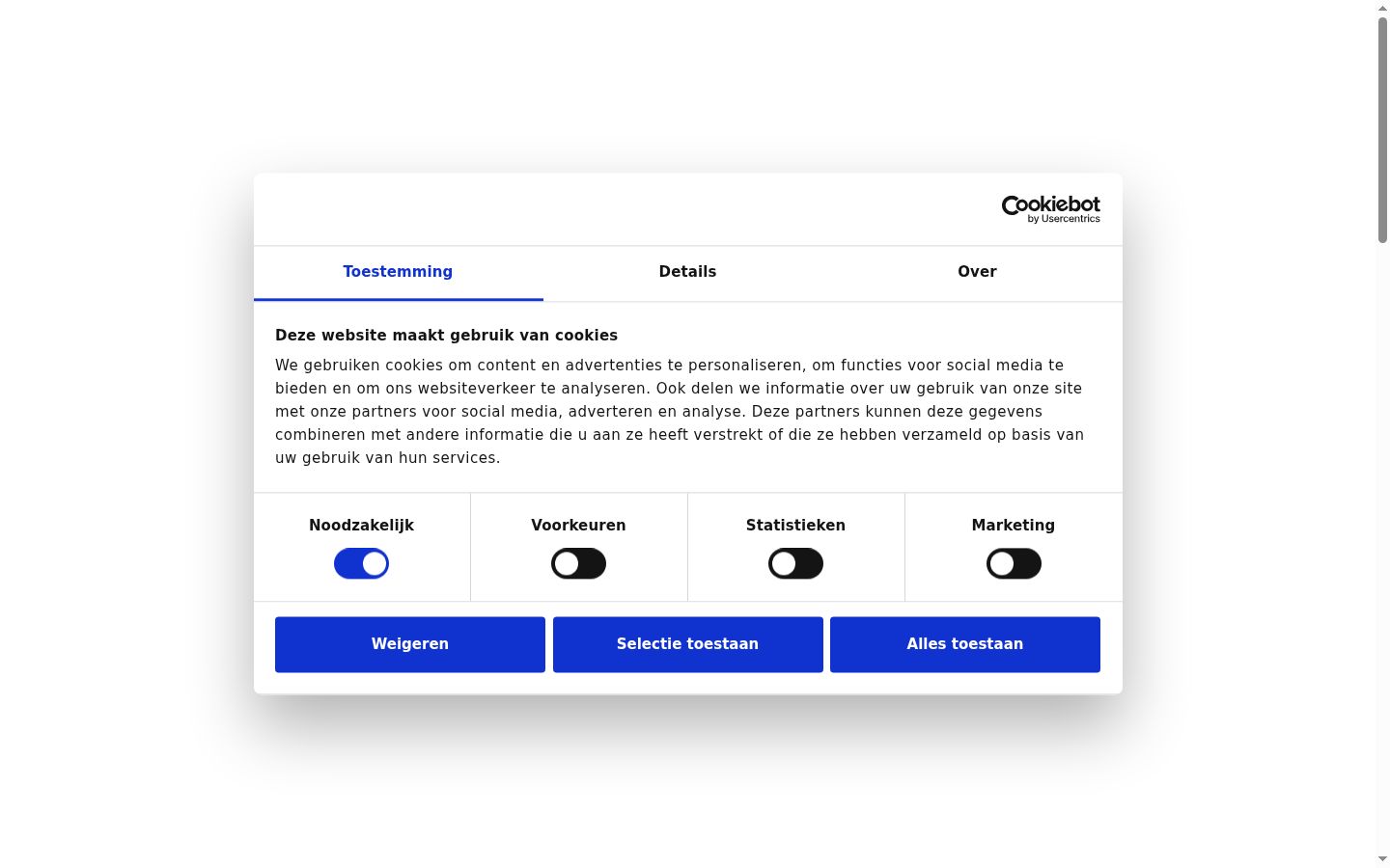Skärmbild av samtyckesbannern som visades före någon interaktion