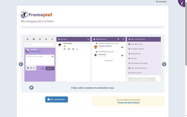 Screenshot of framapiaf.org