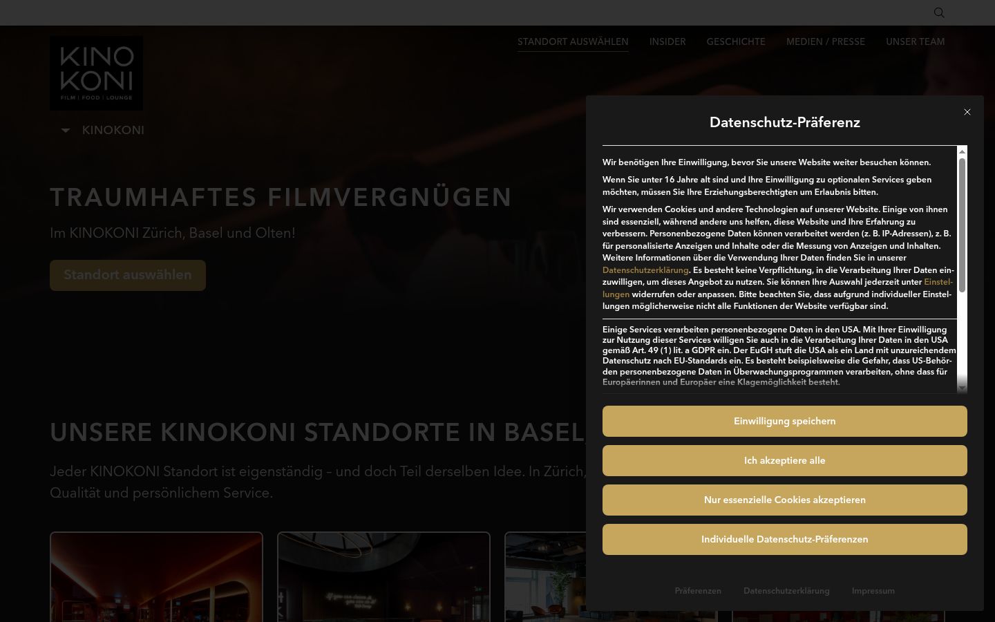 Screenshot van de toestemmingsbanner zoals getoond vóór enige interactie