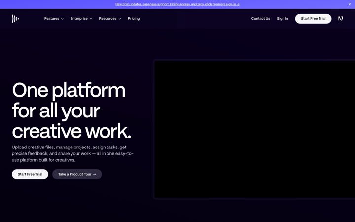 Snímek obrazovky frame.io