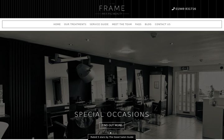 Skærmbillede af framehairandbeauty.co.uk