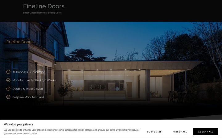 Screenshot of framelessslidingdoors.co.uk