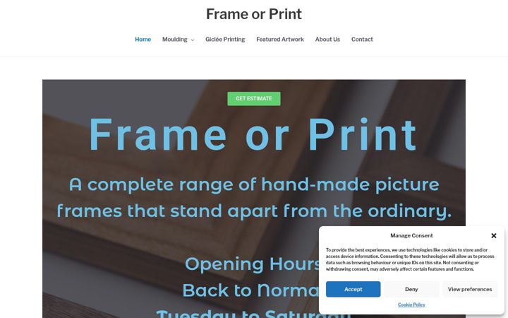 Screenshot of frameorprint.com