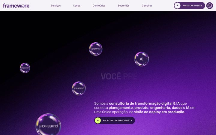 Ekrānuzņēmums no frameworkdigital.com.br