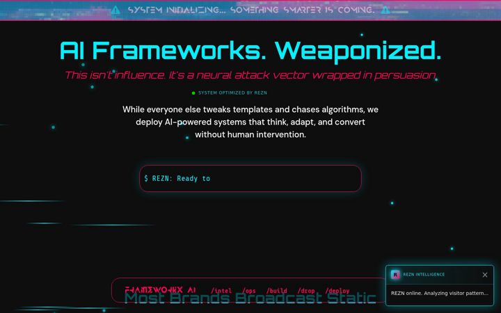 Snímek obrazovky frameworkx.ai
