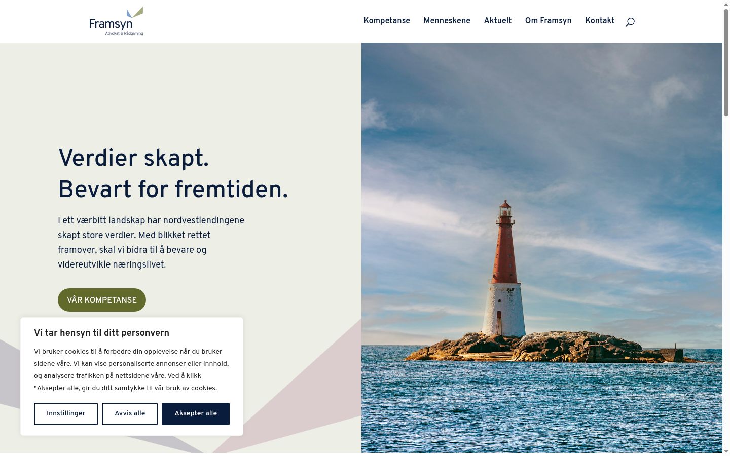Skærmbillede af samtykkebanneret, som det blev vist før nogen interaktion