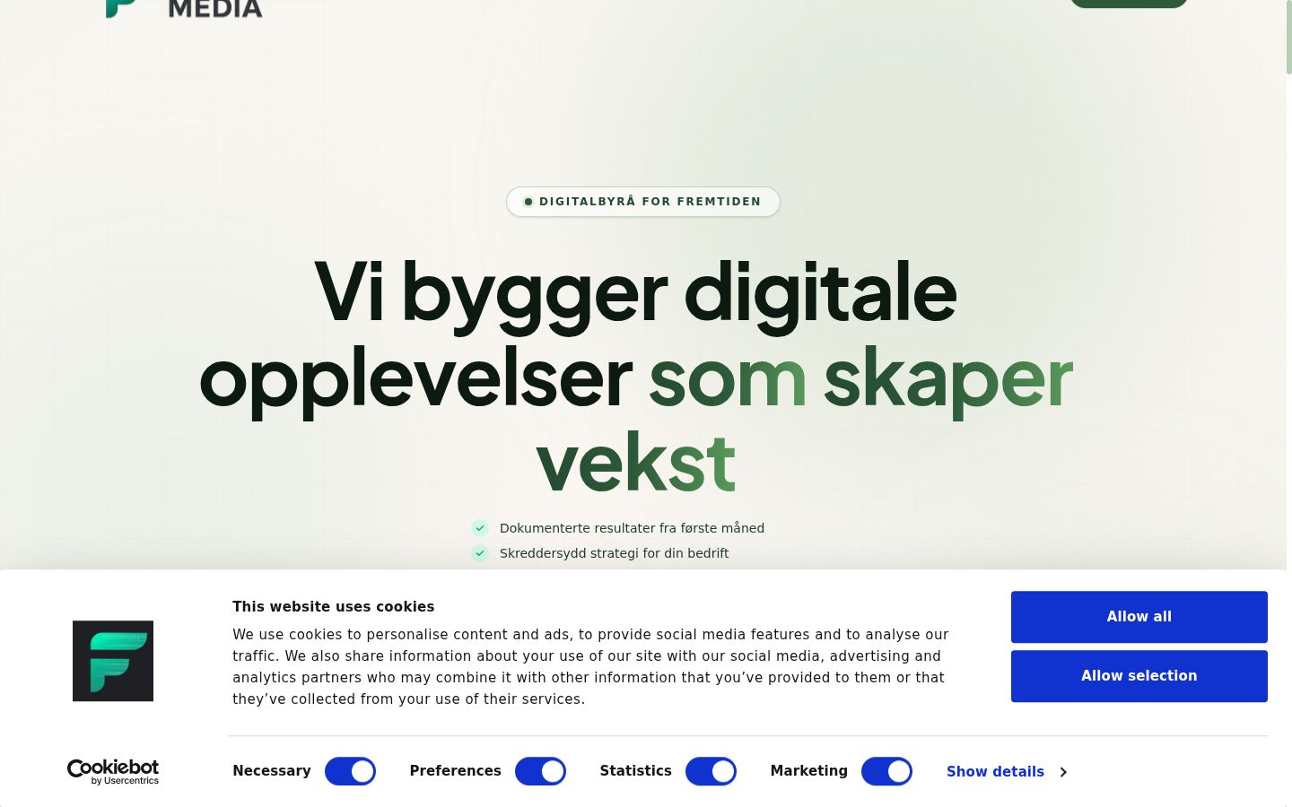Screenshot del banner di consenso mostrato prima di qualsiasi interazione