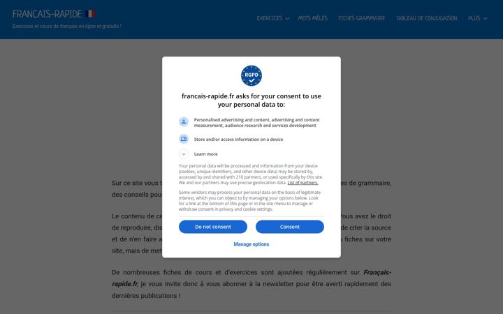 Screenshot of francais-rapide.fr