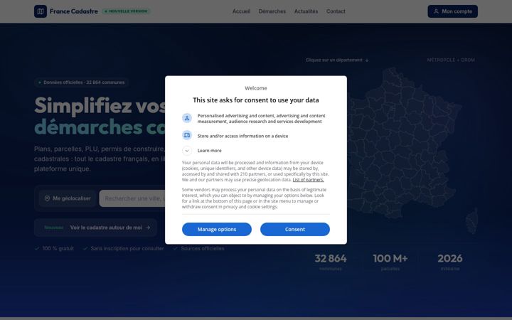 Screenshot of france-cadastre.fr