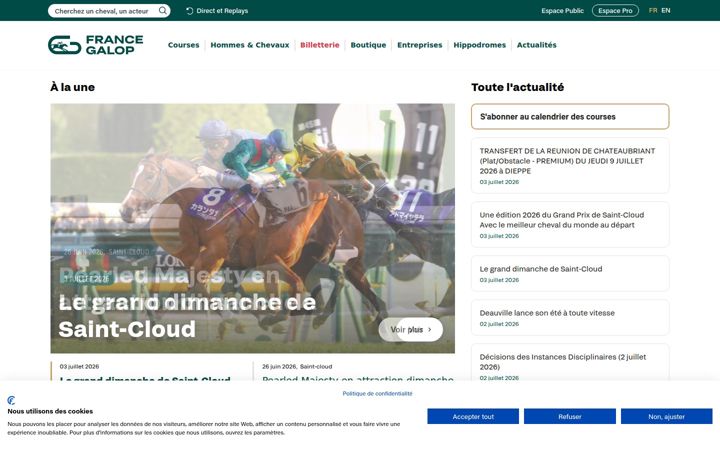 Екранна снимка на france-galop.com