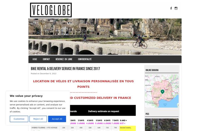 Screenshot of francebikerental.com