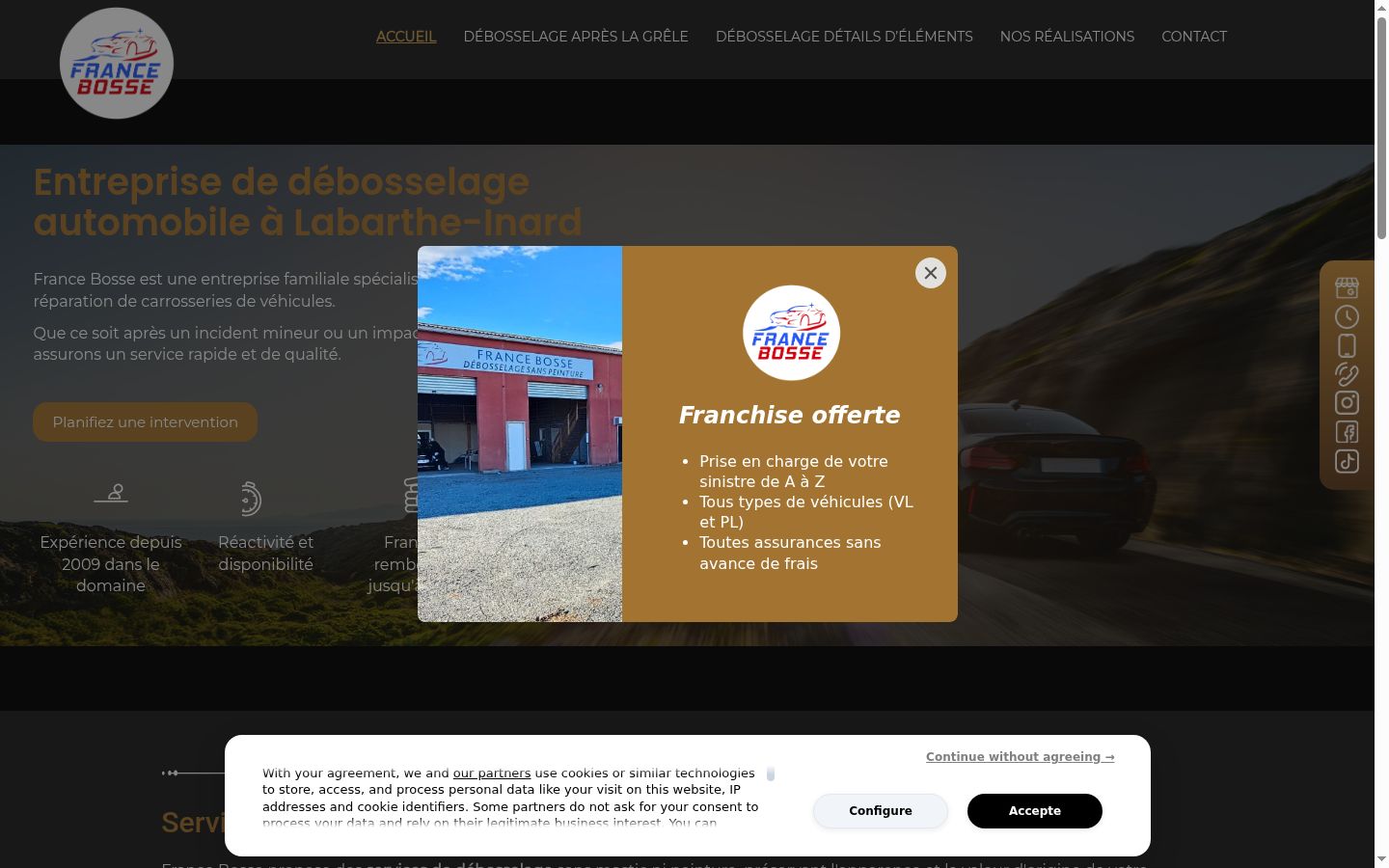 Captura de ecrã do banner de consentimento apresentado antes de qualquer interação