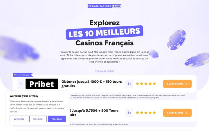 Screenshot of francecasinosligne.com