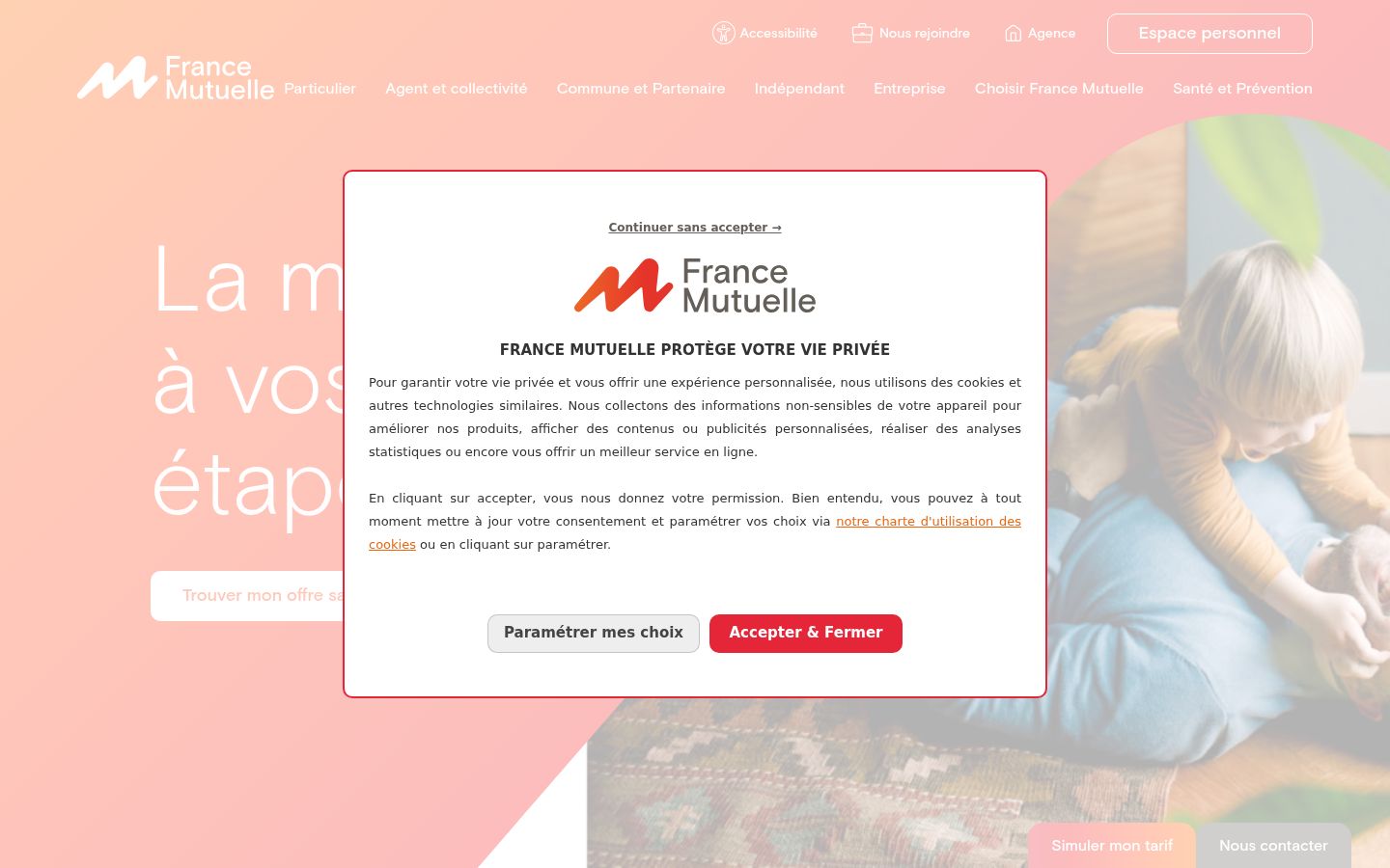 Captura de ecrã do banner de consentimento apresentado antes de qualquer interação