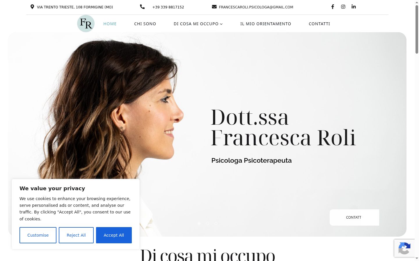 Captura de pantalla del banner de consentimiento mostrado antes de cualquier interacción