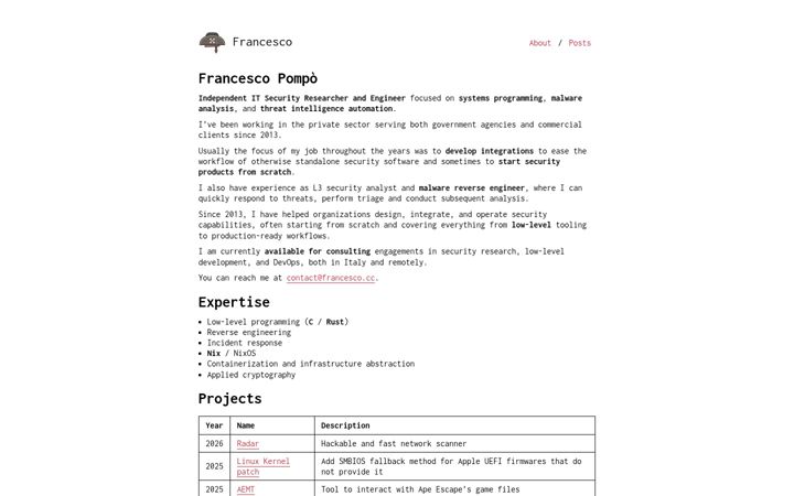Screenshot of francesco.cc