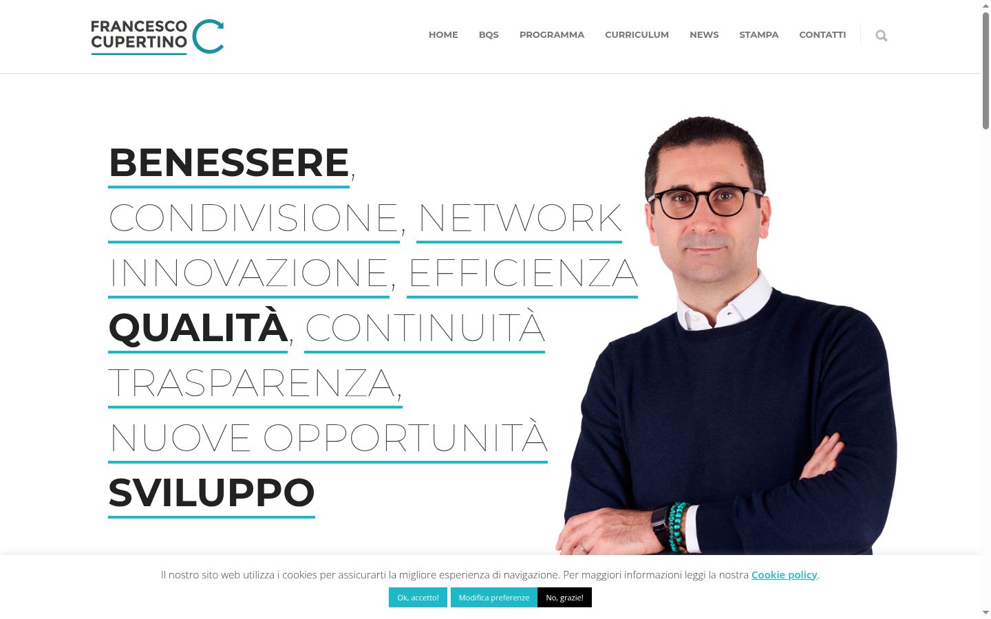 Screenshot del banner di consenso mostrato prima di qualsiasi interazione