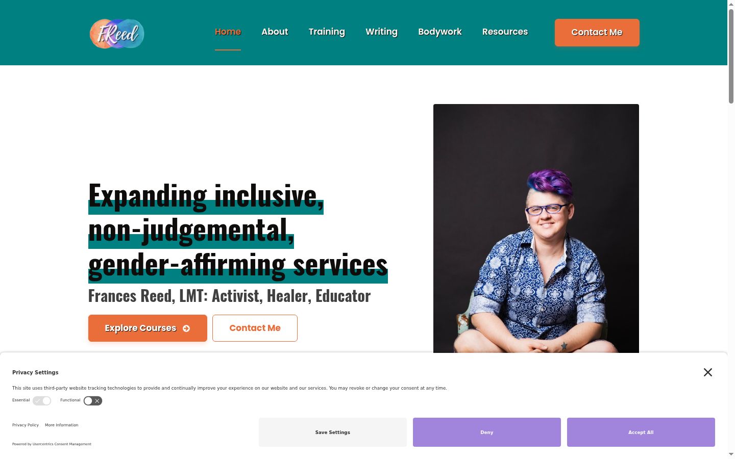Screenshot del banner di consenso mostrato prima di qualsiasi interazione