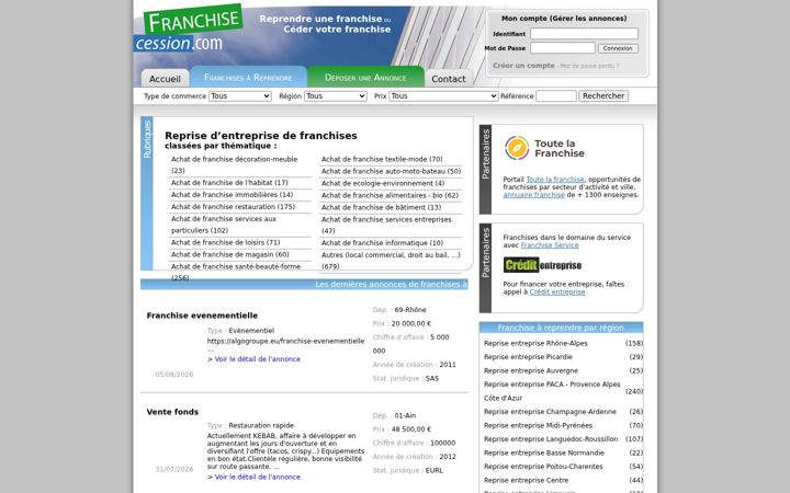 Screenshot of franchise-cession.com