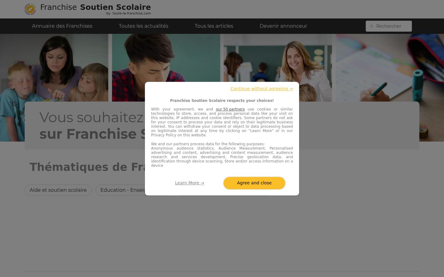 Screenshot des Einwilligungsbanners vor jeglicher Interaktion