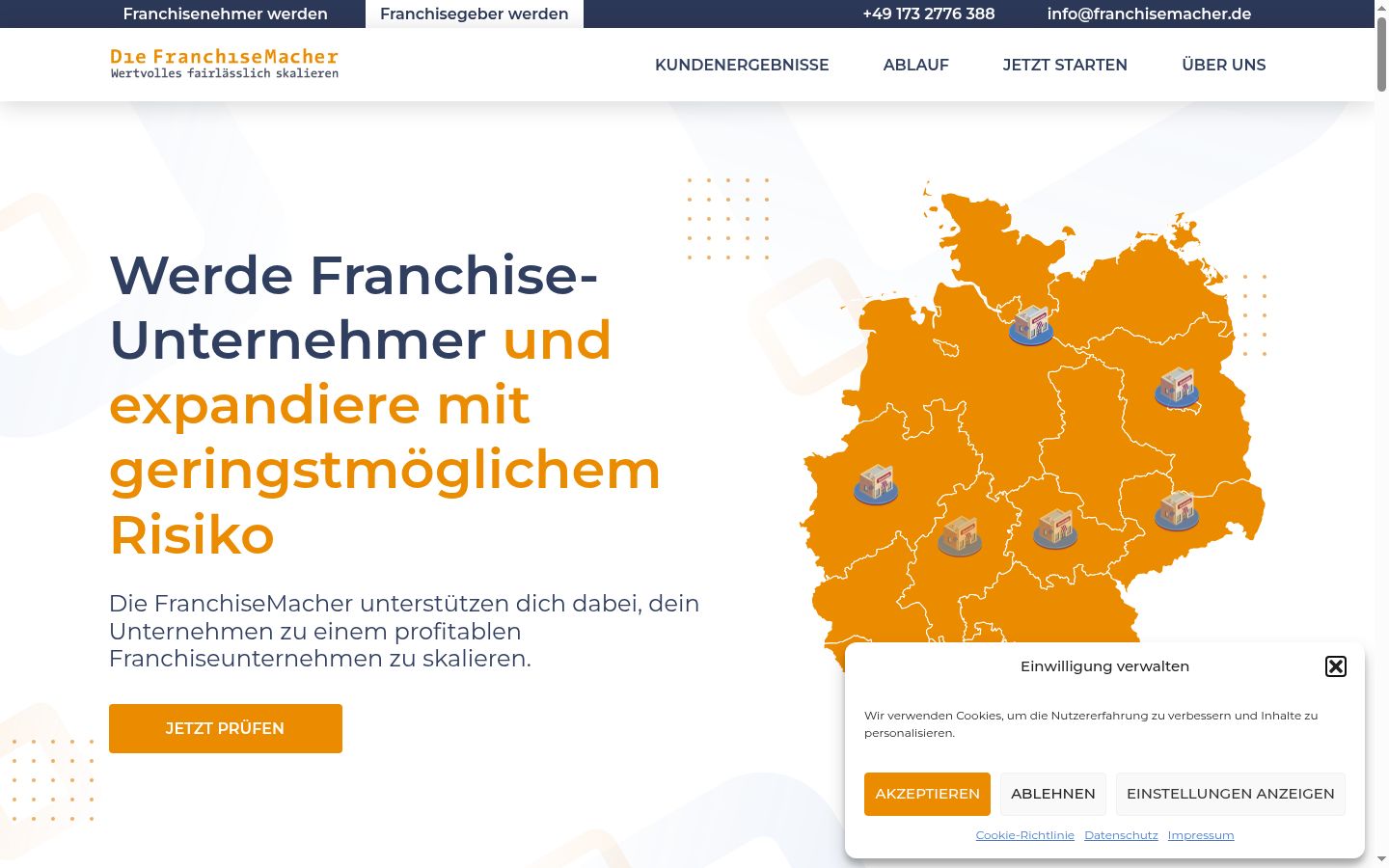 Screenshot del banner di consenso mostrato prima di qualsiasi interazione