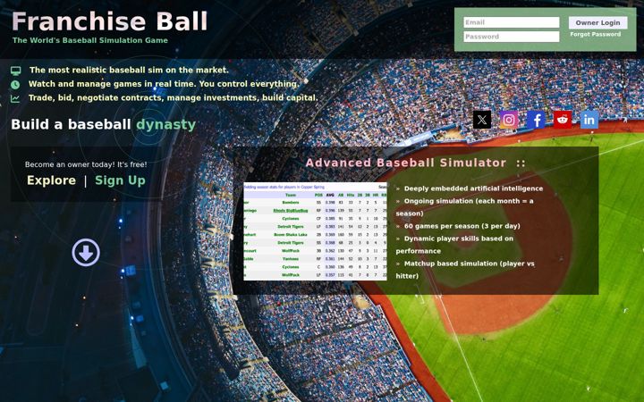 Screenshot ta' franchiseball.com
