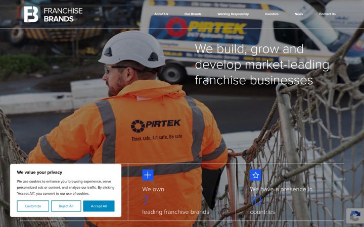 Screenshot of franchisebrands.co.uk