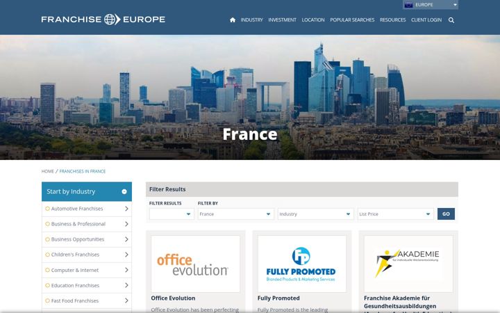 Screenshot of franchisedirecte.fr