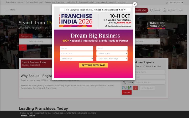 Screenshot of franchiseindia.com