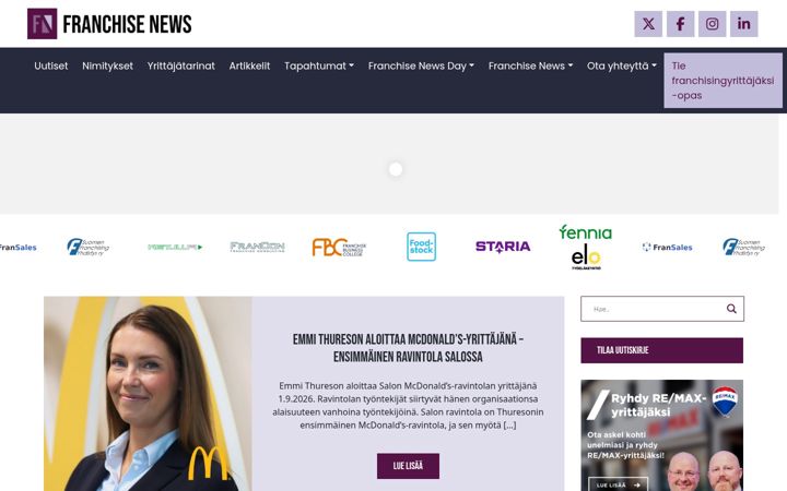 Kuvakaappaus sivustosta franchisenews.fi