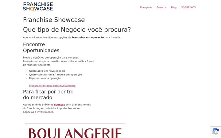 Skärmbild av franchiseshowcase.com.br