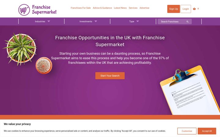 Screenshot stránky franchisesupermarket.co.uk