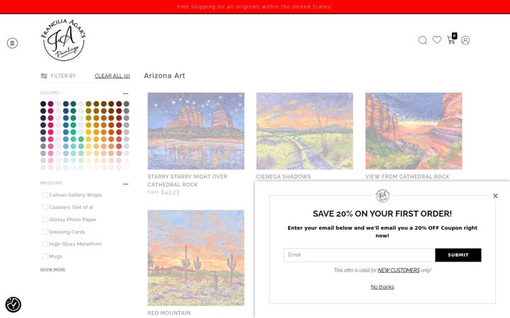 Screenshot of franciliaagarspaintings.com
